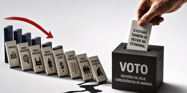 A economia antecipa o voto. Imagem: ChatGPT/OpenAI.