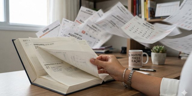 O calendário não espera, o futuro se constrói agora. Fonte: gerada por IA. 